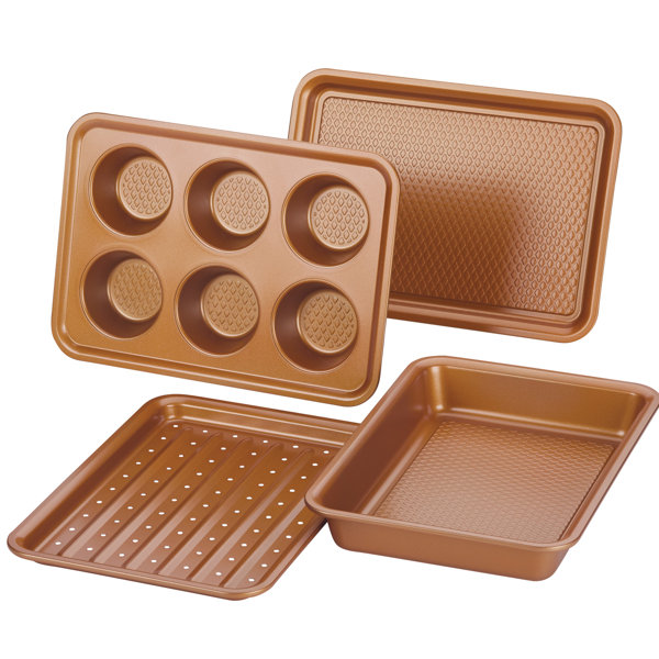 Ayesha Curry Bakeware Toaster Oven Baking Pan Set, 4 Piece, Copper